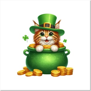 St Patricks Day Maine Coon Cat Posters and Art